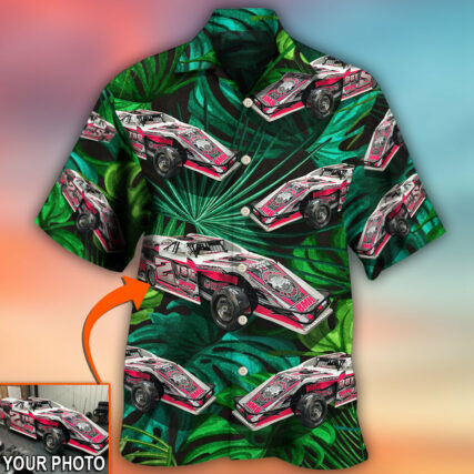 Car Dirty Track Racing Tropical Flower Custom Photo - Hawaiian Shirt - Owl Ohh - Owl Ohh
