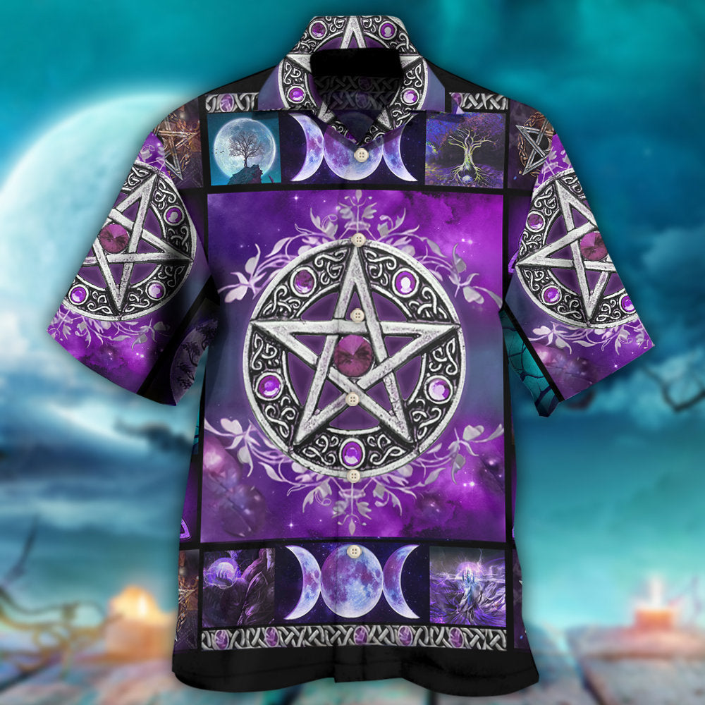 Wicca Witch Vibes Purple Pentagra - Hawaiian Shirt - Owl Ohh - Owl Ohh