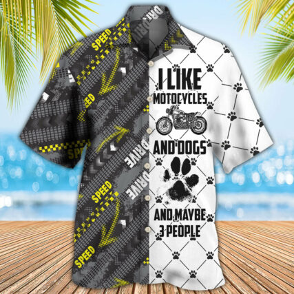 Motorcycles I Like Motocycles And Dogs - Hawaiian Shirt - Owl Ohh - Owl Ohh