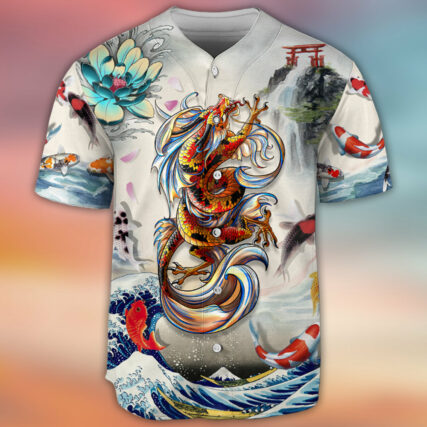 Beautiful Dragon With Lotus Flower - Baseball Jersey - Owl Ohh - Owl Ohh