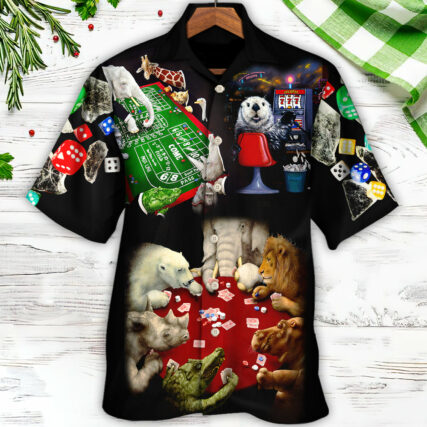 Casino Animals Gathered Around A Craps Table - Hawaiian Shirt - Owl Ohh - Owl Ohh