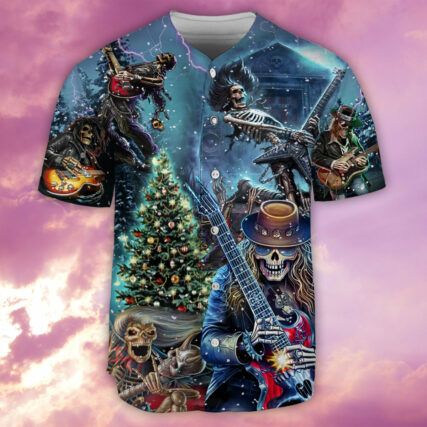 Skull Playing Rock Party Music - Baseball Jersey - Owl Ohh - Owl Ohh