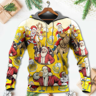 Beer Santa Funny Christmas Merry Xmas - Hoodie - Owl Ohh - Owl Ohh