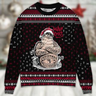 Tattoo Santa Funny Merry Christmas - Sweater - Ugly Christmas Sweaters - Owl Ohh - Owl Ohh