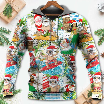 Christmas Santa Aloha Beach Vibe - Hoodie - Owl Ohh - Owl Ohh