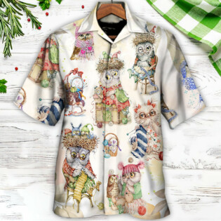 Owl Knitting Is Happy Place - Hawaiian Shirt - Owl Ohh for men and women, kids - Owl Ohh