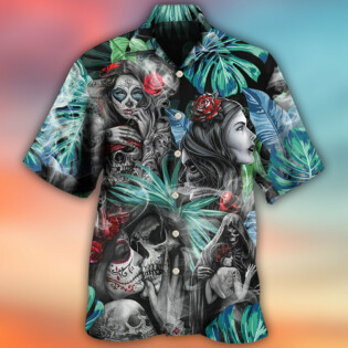 Skull Tropical White Smoke Red Flower - Hawaiian Shirt - Owl Ohh - Owl Ohh