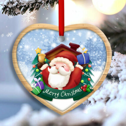 Christmas Santa Snowman Merry Christmas - Heart Ornament - Owl Ohh - Owl Ohh