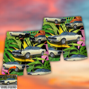 Car Camaro Car Classic Style Tropical Flower Custom Photo - Beach Short - Owl Ohh - Owl Ohh