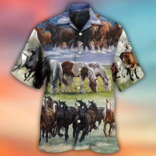 Horse Running Cool Painting Style - Hawaiian Shirt - Owl Ohh - Owl Ohh