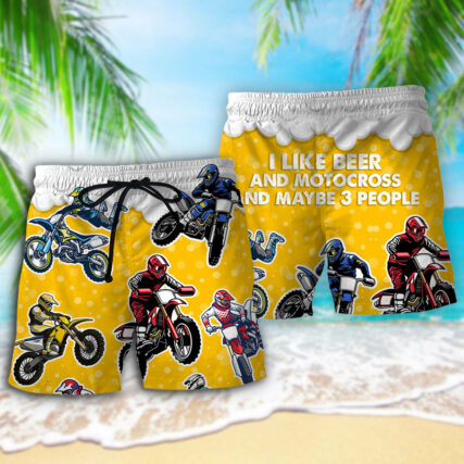 Beer I Like Beer And Motocross Style - Beach Short - Owl Ohh - Owl Ohh