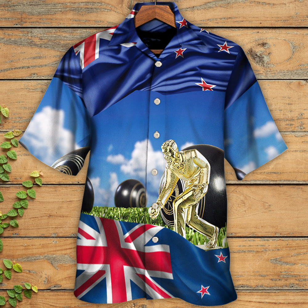 Lawn Bowling The Flag New Zealand Fly With Wind - Hawaiian Shirt - Owl Ohh for men and women, kids - Owl Ohh
