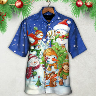 Christmas Snowman Merry Christmas Night - Hawaiian Shirt - Owl Ohh - Owl Ohh