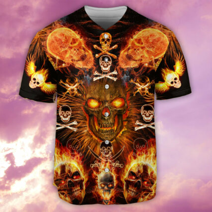 Skull Flaming - Baseball Jersey - Owl Ohh - Owl Ohh