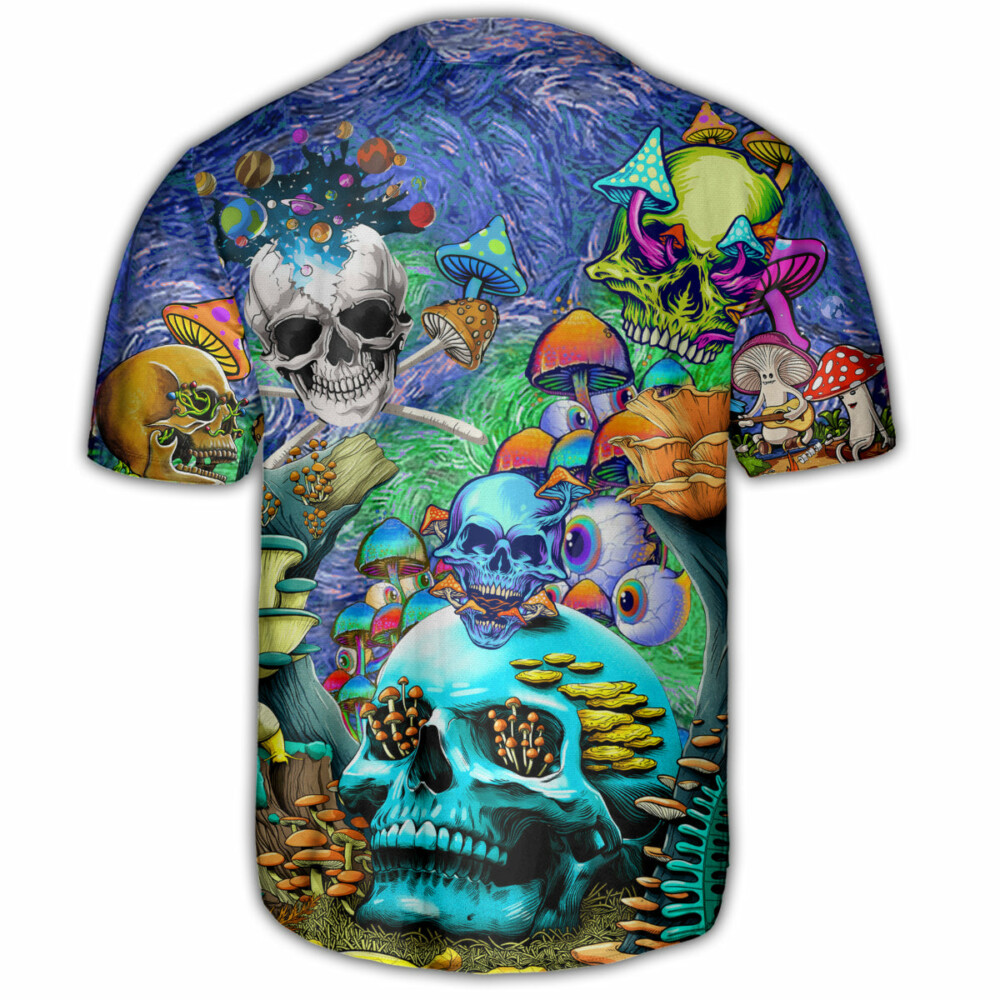 Skull Mushroom - Hippie Die Once Live Forever - Baseball Jersey - Owl Ohh - Owl Ohh