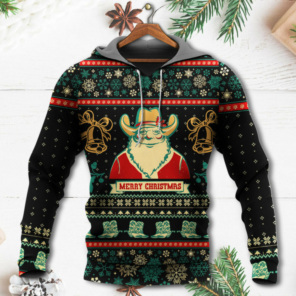 Christmas Cowboy Santa Christmas Old Man - Hoodie - Owl Ohh - Owl Ohh