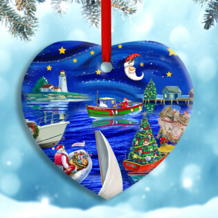 Christmas Boat Merry Xmas And Happy New Year - Heart Ornament - Owl Ohh - Owl Ohh