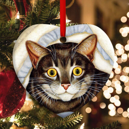Cat Cute Tabby Art Style - Heart Ornament - Owl Ohh - Owl Ohh