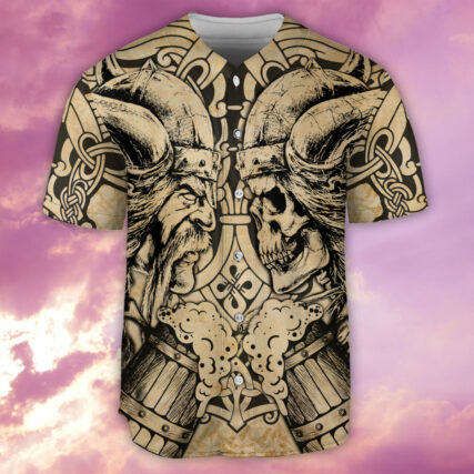 Skull Viking Old Man With Skull - Baseball Jersey - Owl Ohh - Owl Ohh