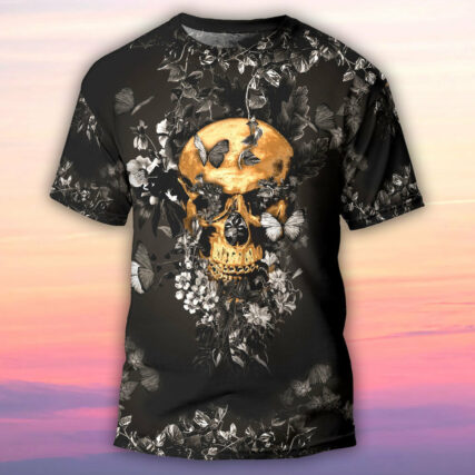 Skull Flowers Grow Out Of Dark Moments - Round Neck T-shirt - Owl Ohh - Owl Ohh
