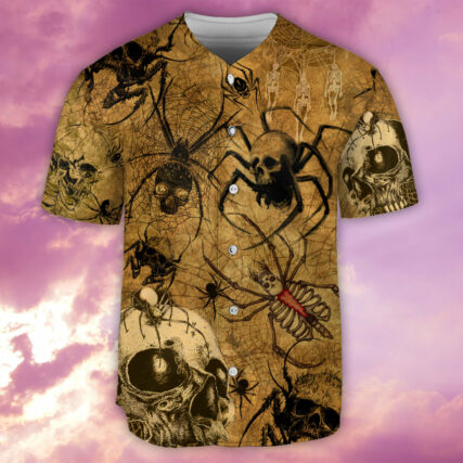 Skull Im Only Here For The Spiders - Baseball Jersey - Owl Ohh - Owl Ohh
