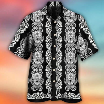 Skull Diamond Pattern Black And White - Hawaiian Shirt - Owl Ohh - Owl Ohh