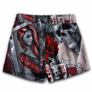 Skull Love Is Life Rose - Women's Casual Shorts - Owl Ohh - Owl Ohh