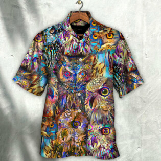 Owl Wild Animal Neon Colorful - Hawaiian Shirt - Owl Ohh for men and women, kids - Owl Ohh