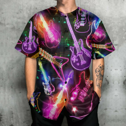 Guitar Music Neon Amazing - Baseball Jersey - Owl Ohh - Owl Ohh