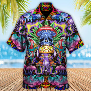 Hippie Mushroom And Skull Art - Hawaiian Shirt - Owl Ohh - Owl Ohh
