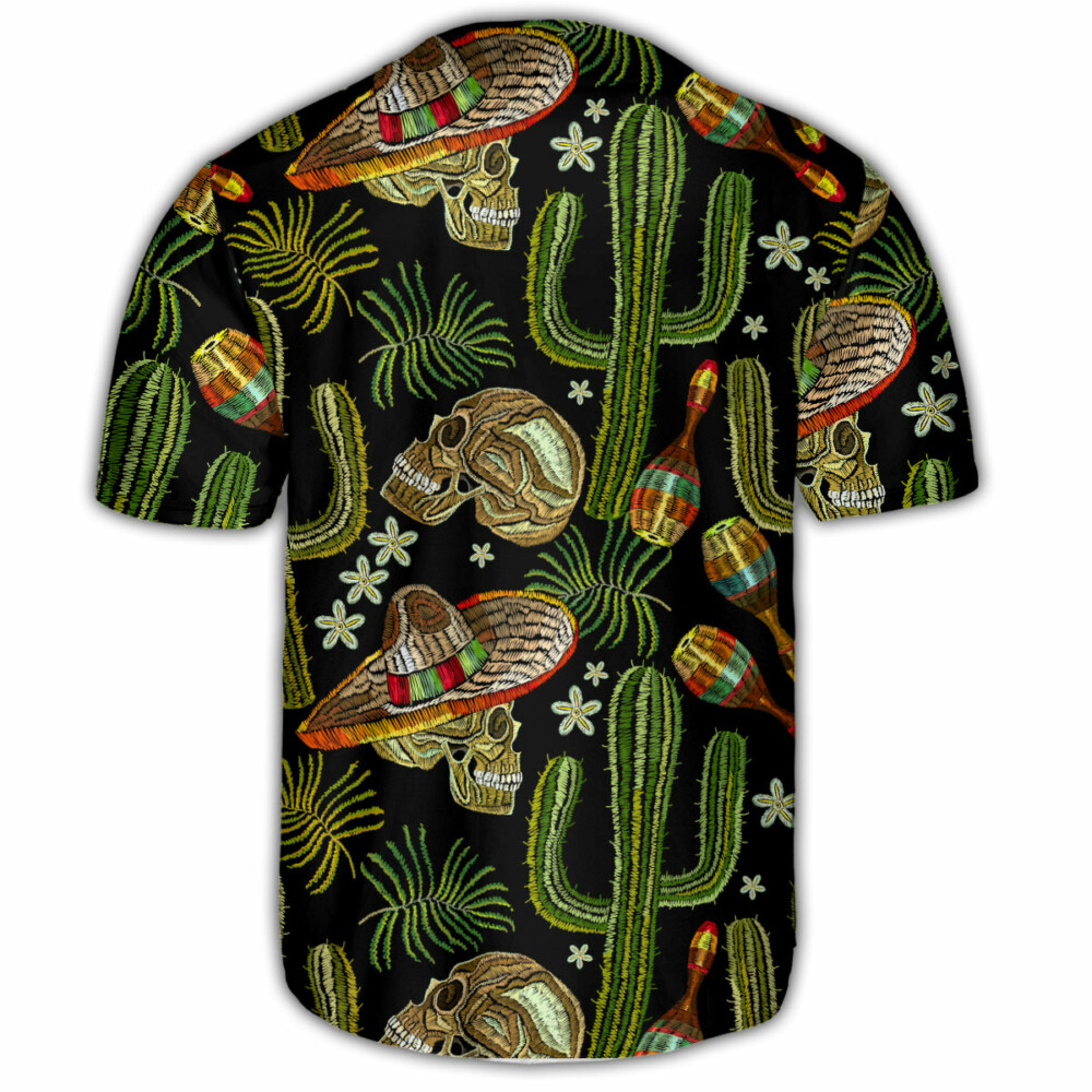 Skull Mexican Black Style - Baseball Jersey - Owl Ohh - Owl Ohh