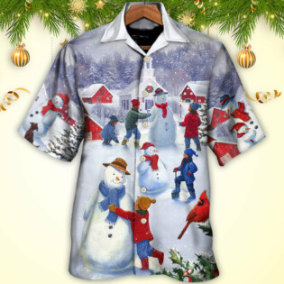 Christmas Children Love Snowman In The Christmas Town - Hawaiian Shirt - Owl Ohh - Owl Ohh