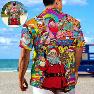 Christmas In July Santa Hippie Sending Gift In Summer - Hawaiian Shirt - Owl Ohh-Owl Ohh