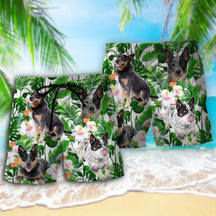 Australian Cattle Dog Tropical Floral - Beach Short - Owl Ohh - Owl Ohh