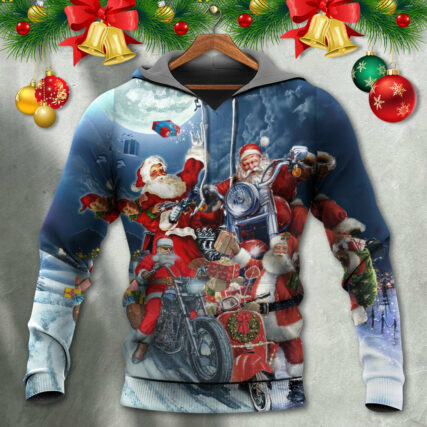 Christmas Santa I Don't Need Reindeer I Have Motorbike - Hoodie - Owl Ohh - Owl Ohh