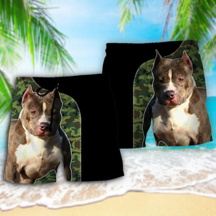 Pitbull Camo Best Dog Dad Personalized - Beach Short - Owl Ohh - Owl Ohh
