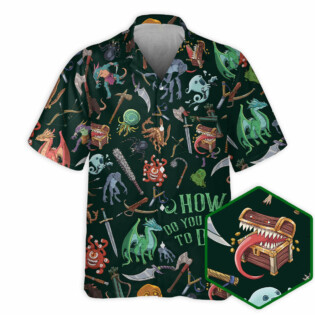 DnD Monsters & Weapons Pattern - Hawaiian Shirt - Owl Ohh - Owl Ohh