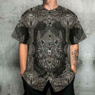Wolf Art Line Darkness - Baseball Jersey - Owl Ohh - Owl Ohh