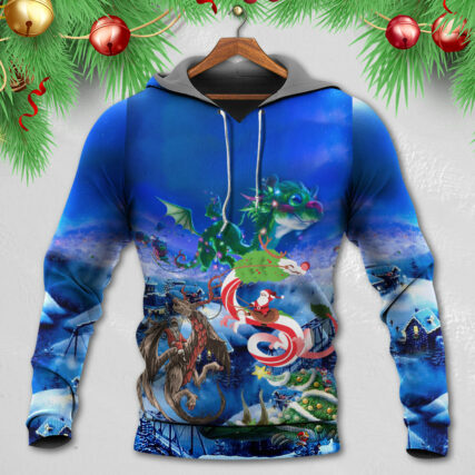 Christmas Santa Riding A Dragon - Hoodie - Owl Ohh - Owl Ohh