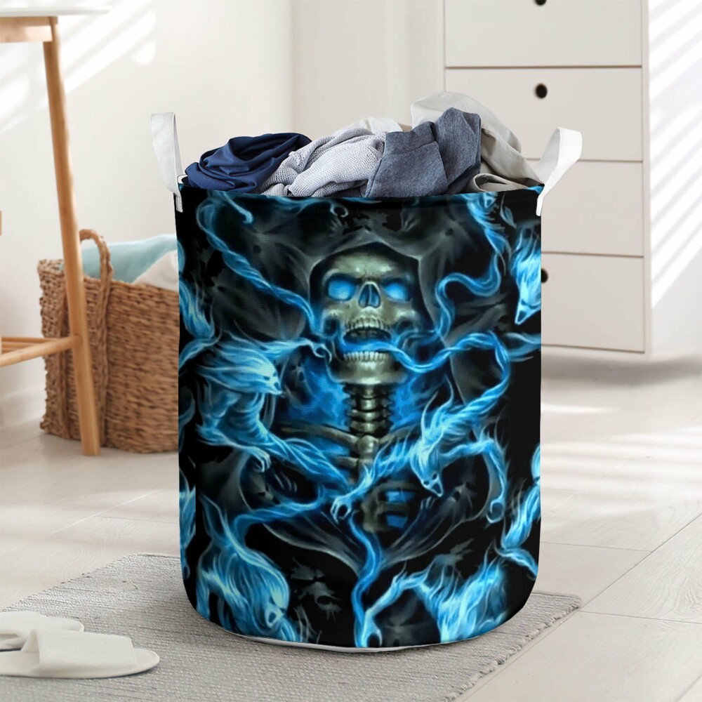 Skull Black Ground Thunder - Laundry Basket - Owl Ohh - Owl Ohh