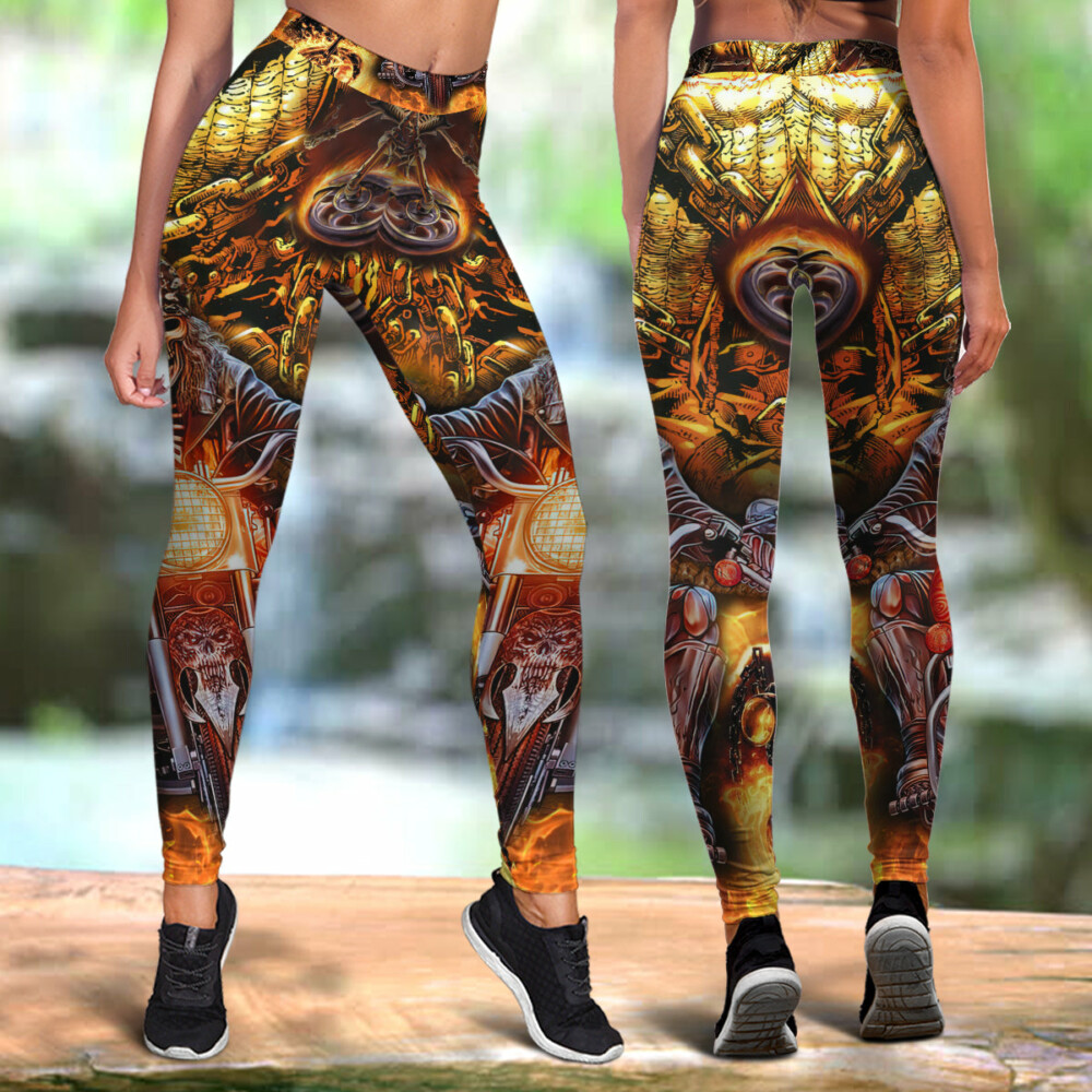 Skull Motorcycle Racing Fast Fire - Legging - Owl Ohh - Owl Ohh