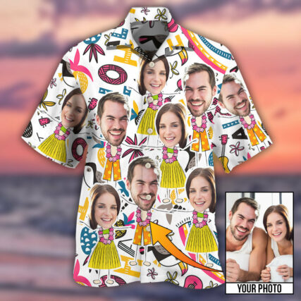 Face Custom Photo Aloha Couple - Hawaiian Shirt - Owl Ohh - Owl Ohh