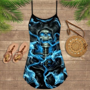 Skull Black Ground Blue - Summer Dress - Owl Ohh - Owl Ohh