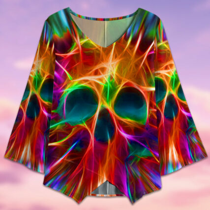 Skull Rainbow Color Love Style - V-neck T-shirt - Owl Ohh - Owl Ohh