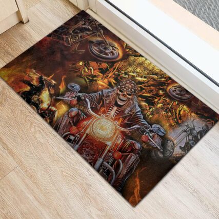 Skull Motorcycle Racing Fast Fire - Doormat - Owl Ohh - Owl Ohh