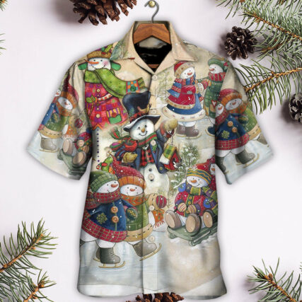 Christmas Couple Snowman Lover Winter Xmas - Hawaiian Shirt - Owl Ohh - Owl Ohh