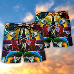 Parrot Wild Animal Neon Colorful - Beach Short - Owl Ohh - Owl Ohh
