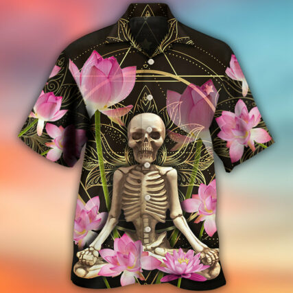 Skull Yoga Lighting Lotus Flower - Hawaiian Shirt - Owl Ohh - Owl Ohh