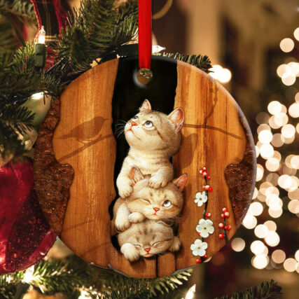 Cat Kitten Happy Life - Circle Ornament - Owl Ohh - Owl Ohh