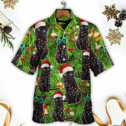 Black Cat Christmas Merry Xmas - Hawaiian Shirt - Owl Ohh - Owl Ohh